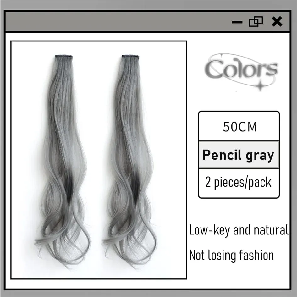 Synthetic 2 Pieces/Set 50cm Colored Curly Hair Extensions Water Wave Pink/Blue/Purple Halloween/Christmas Wig — image 12