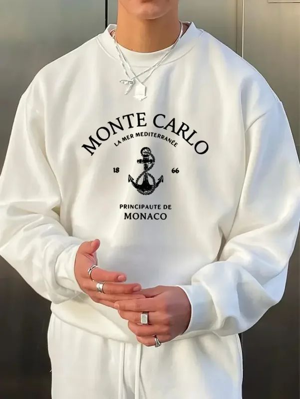 Ang bagong men's round-neck sweatshirt para sa Spring and Autumn 2026 ay kaswal at kumportable sa 3D letter pattern printing — image 6