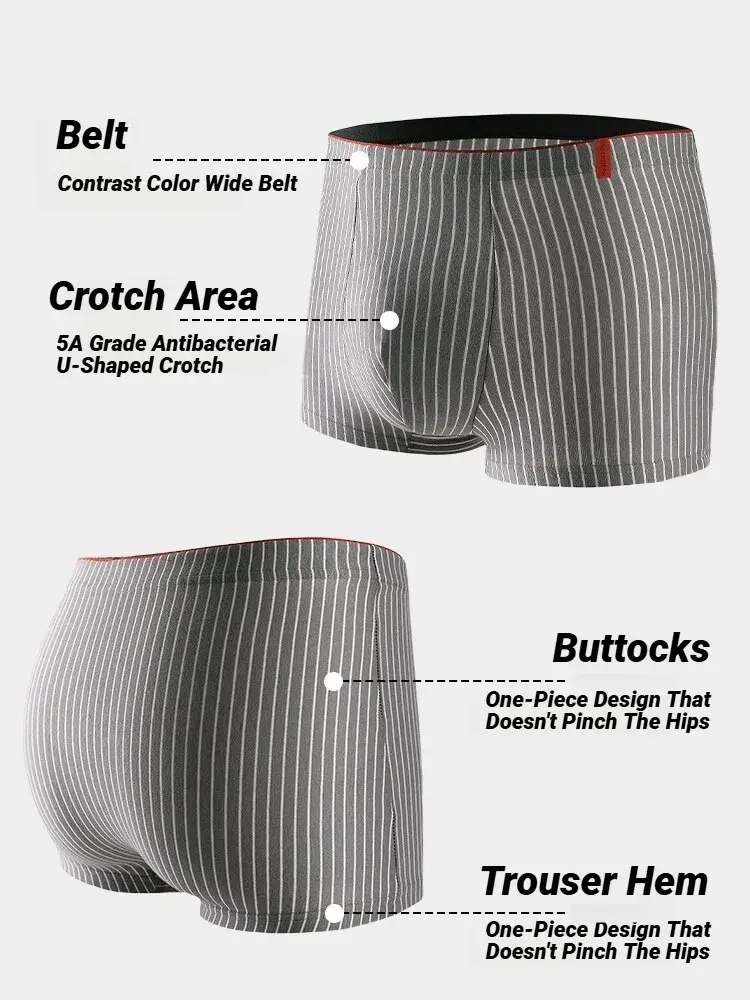 Men's Boxer Underwear Soft Breathable And Comfortable Briefs Striped Trendy Personality Casual Loose Boxers Panties Stylish — image 3