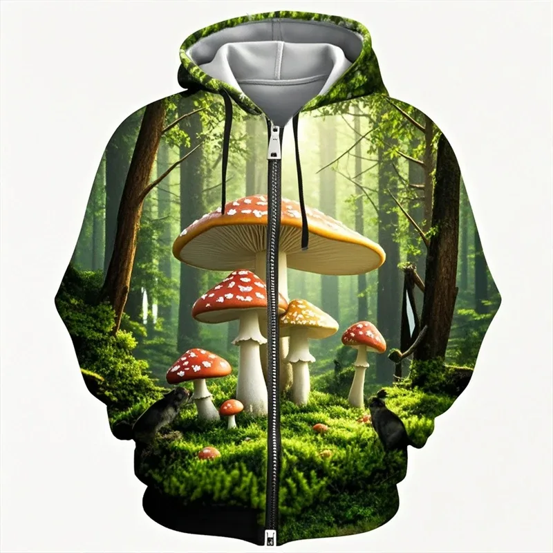 Cogumelo 3D Impressão Zipper Hoodie Homens Mulheres Casual Moda Moletom Com Capuz Masculino Oversized Agasalho Hoodies Homem Casaco Roupas — image 14