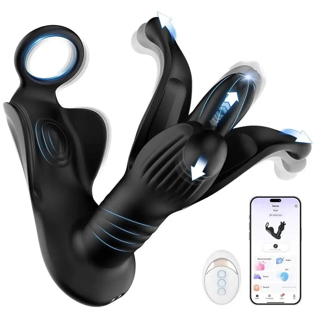 Prostate Massager Anal Plug 9 Tension Remote Control Retractable Backyard Prostate Anal Plug Automatic Multi-frequency Sex Toys — image 1