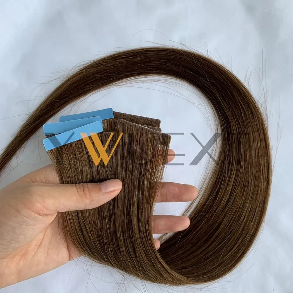 Invisible PU Skin Weft Hair Extensions Natural Straight Machine Remy Seamless Adhesive Tape In Human Hair 10pcs/pack — image 9