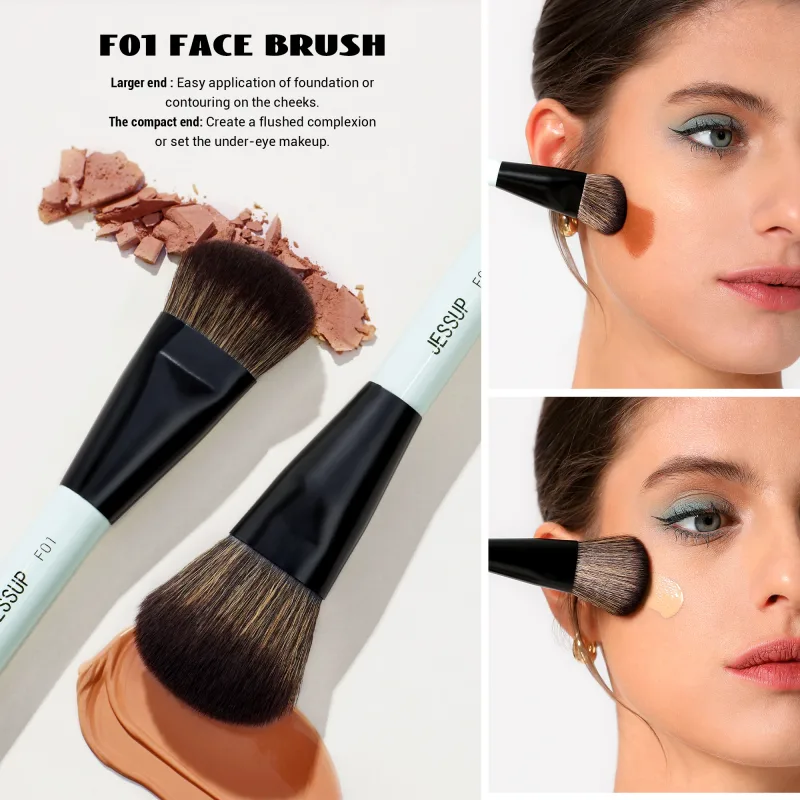 Jessup 2PCS Double Sided Makeup Brush Set Professional Foundation Contour Blush Eyebrow Shadow Blending Brushes Kit T502