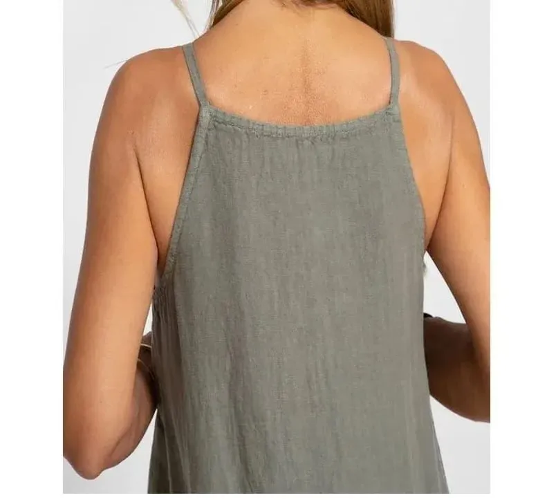 Vestido longo feminino de algodão e linho com divisão lateral, verão, sem alças, cor sólida, vestidos de festa de fim de ano — image 5