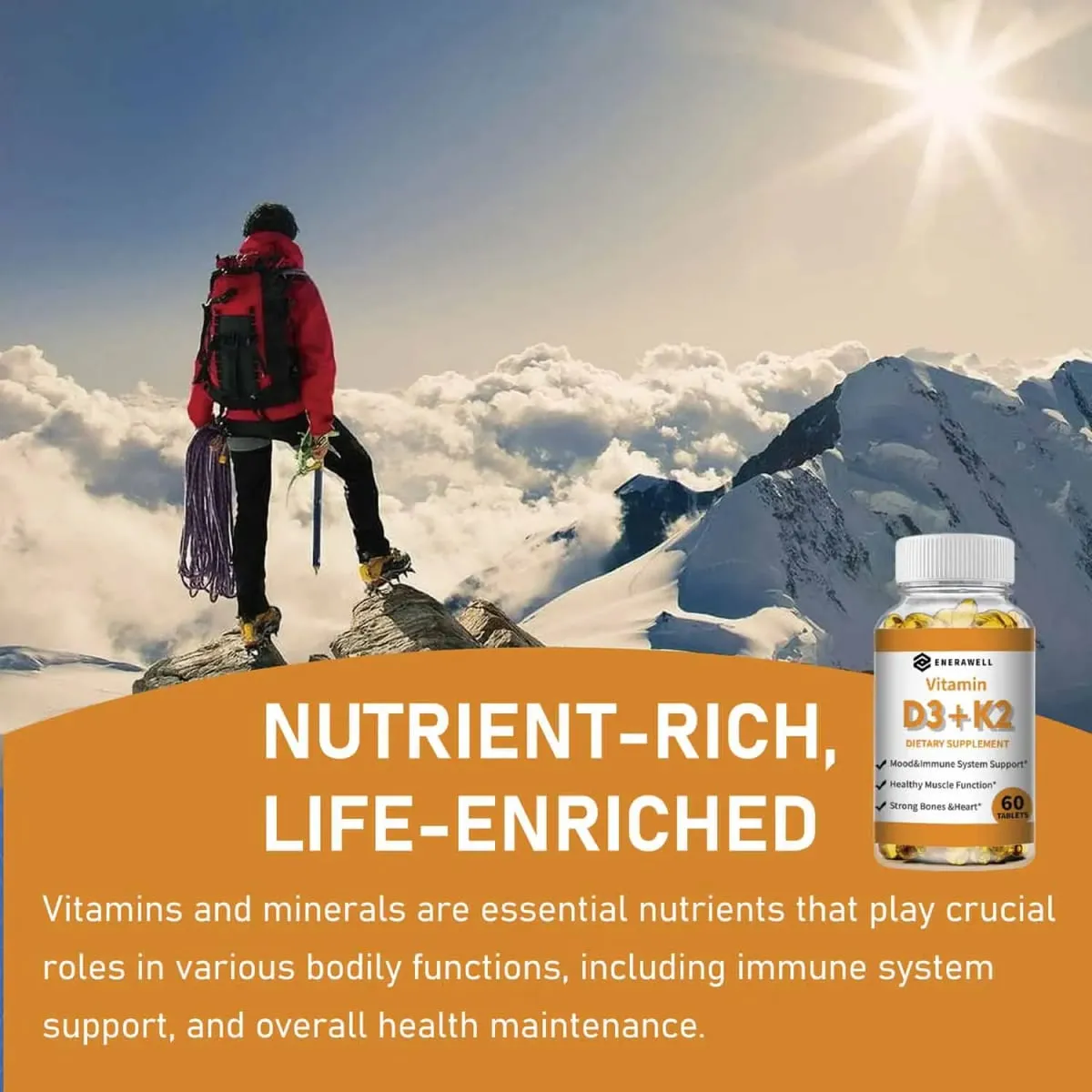 Vitamin D3 K2 Capsule - 20 000 IU Vitamin D3 Supports Bone & Teeth Health Calcium Metabolism Daily Body Wellness Supplement — image 8