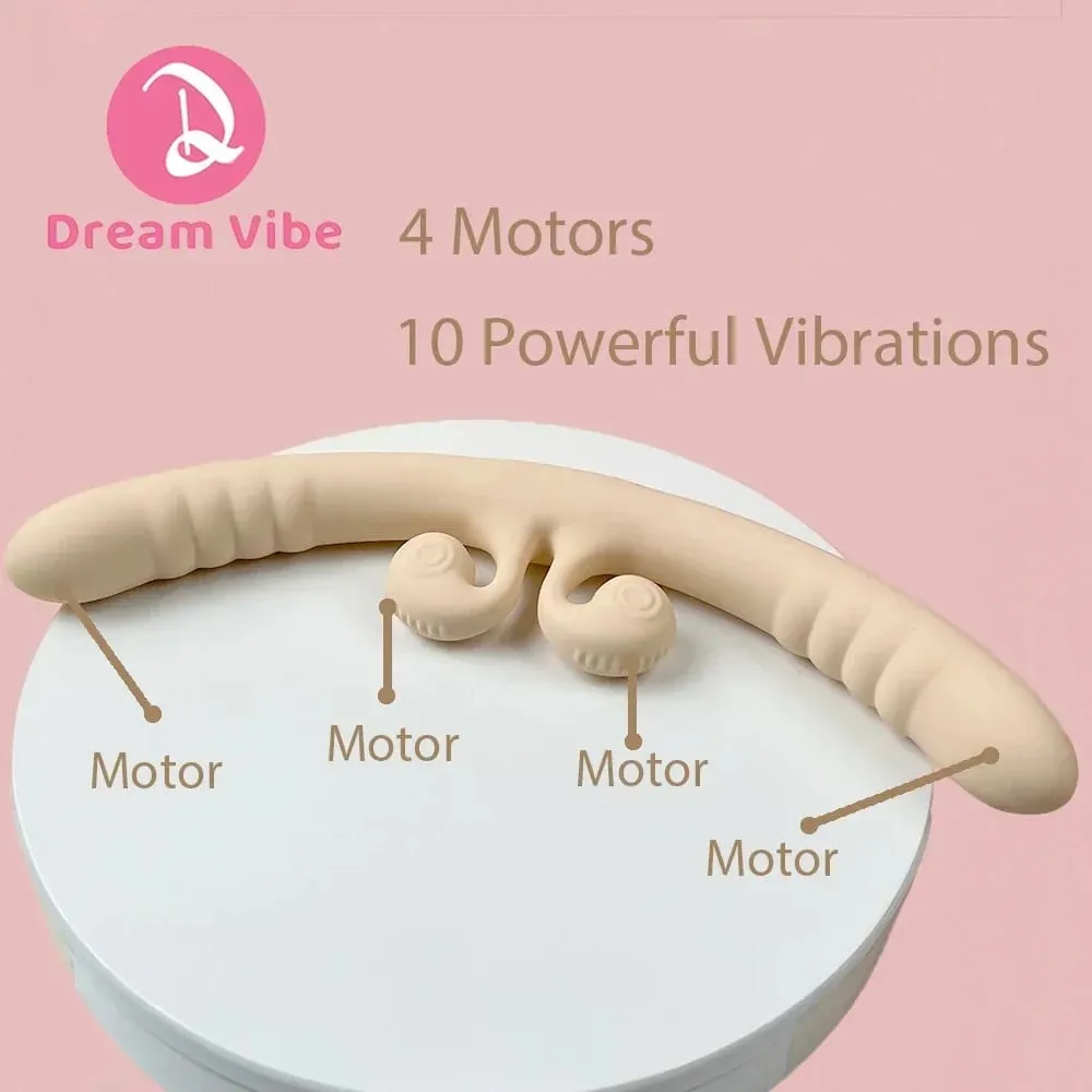 4-motors dubbeldildovibrator 10 kraftfulla vibrationer Kvinnors nöjesmassager Lesbisk kärleksleksak Presentpenetration Sexleksaktjej — image 2