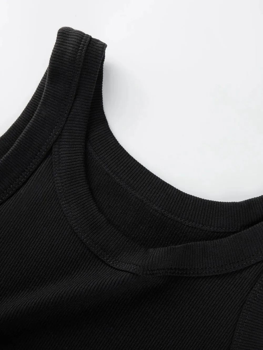 Y2K Ribbed Cotton Tank Tops Womens Summer Slim O-Neck Sleeveless Basic Soft Breathable Vest Sporty Jogging Wear Daily Undershirt — image 4
