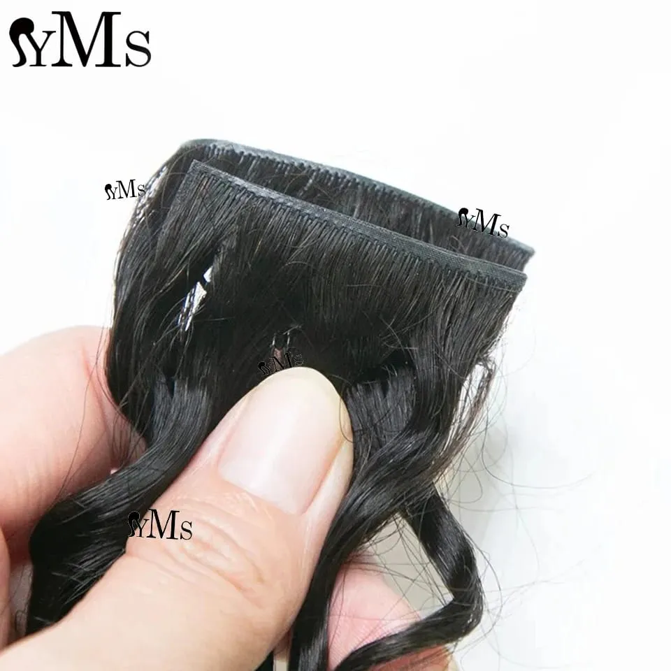 Water Burmese Curly Invisible Seamless Clip Ins Hair Extension YMS 3C4A Burmese Curly Invisible Clip In Full Head Wholesale