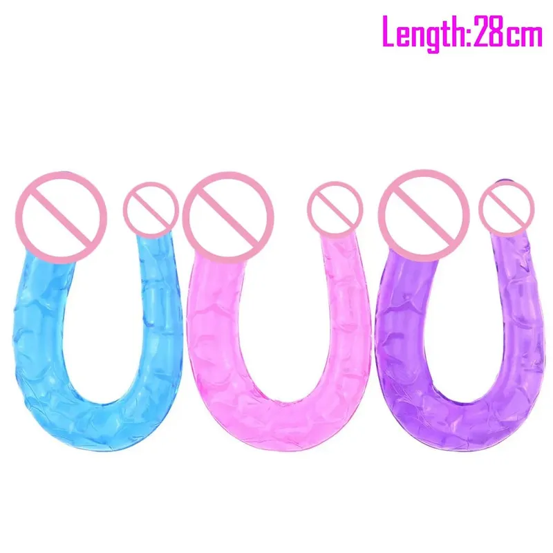 Soft Jelly Dildo Double Long 46cm Realistic Cock Lesbian Vaginal Anal Plug Flexible Fake Penis for Women Sex Toys — image 5