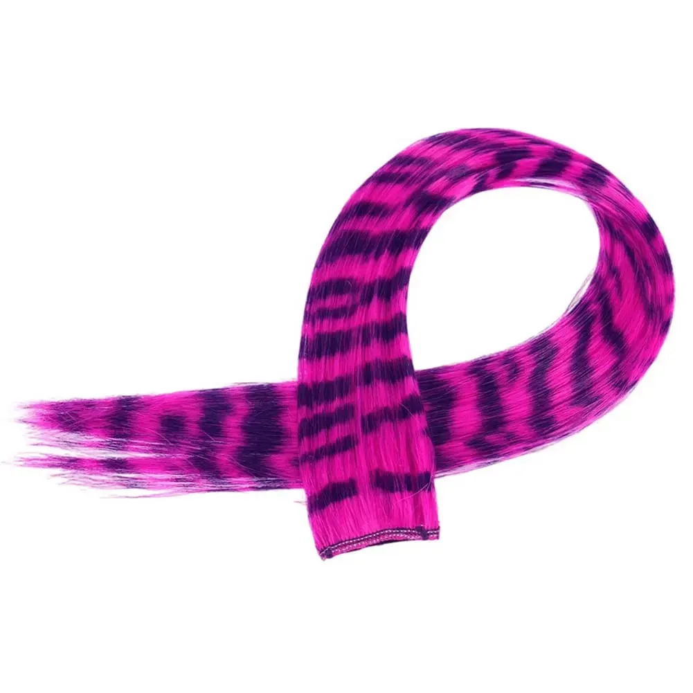 1Pc Clip-in Stripe Printed Synthetic Hair Colorful Long Straight Hair Pieces clip in Hair Extensions for Daily or Christmas wear — image 10