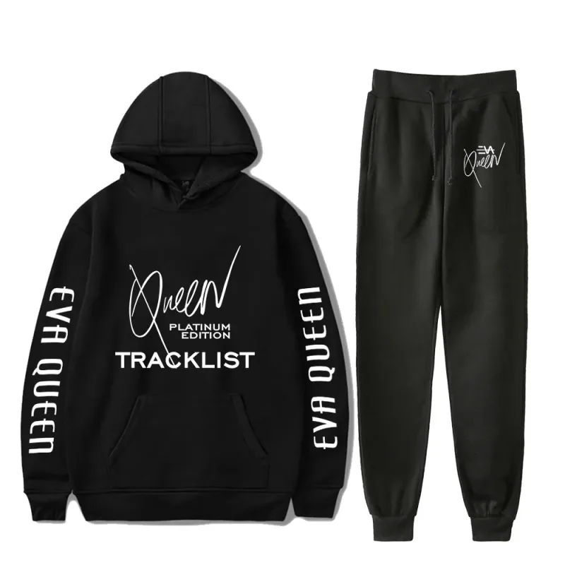 Hip Hop Bekväm Eva Queen Print Sweatshirt Träningsbyxor Kostym Huvtröjor+ Byxor Kostym Pojkar/Flickor 2-delat set Kläder — image 12