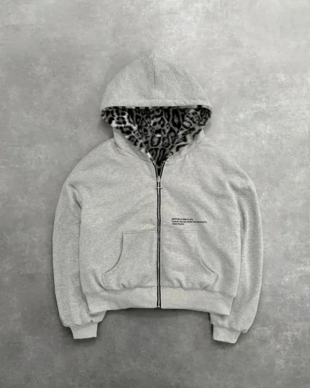 Hip-hop New Two-sided Clothing Harajuku Retro Leopard Print Fashionable Loose Zipper Hoodie Men Street Casual Sweatshirt Women — image 2