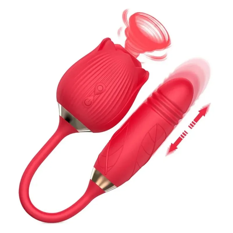 Rose Licking Vibrator para sa mga Babae Teleskopikong Dildo Napakahusay na Pagtulak sa Vagin Massager Dila Clitoris Stimulation Mga Laruan ng Pang-adulto — image 9
