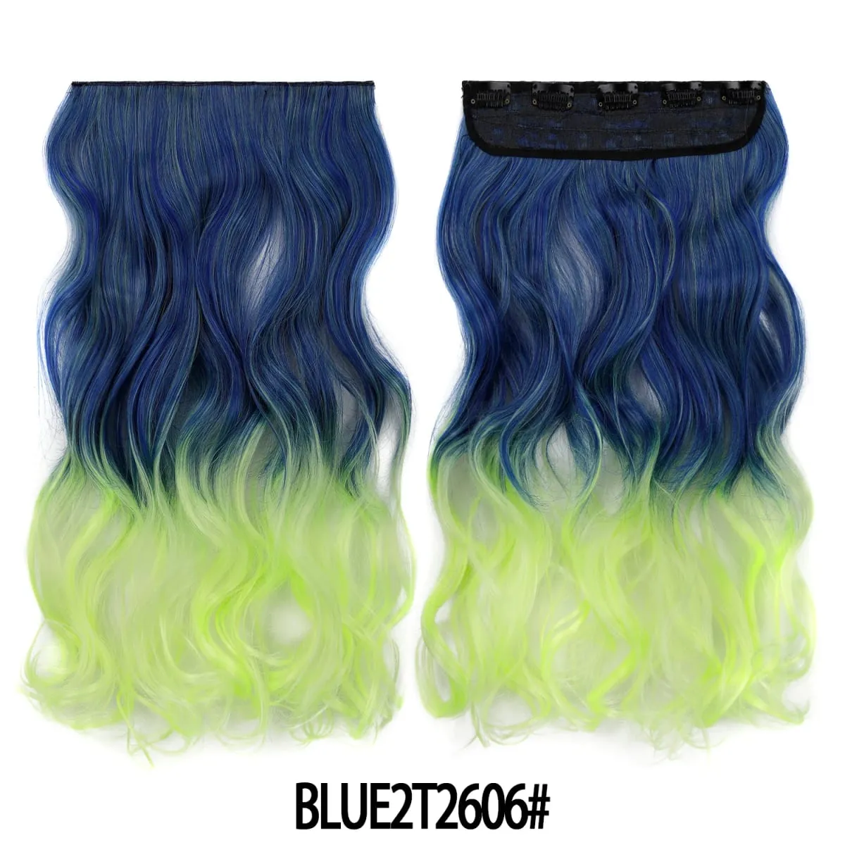 Jeedou uma peça 5 clipes ondulado ombre clipe em extensões de cabelo longo onda de água cabelo encaracolado sintético pedaço arco-íris colorido cabelo — image 28