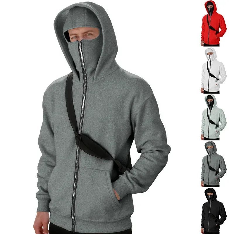 Autumn Men's Double-Layer Hooded Zip-Up Sweatshirt Loose Casual Fit with Front Pockets Ideal for Outdoor and Streetwear Style — image 7