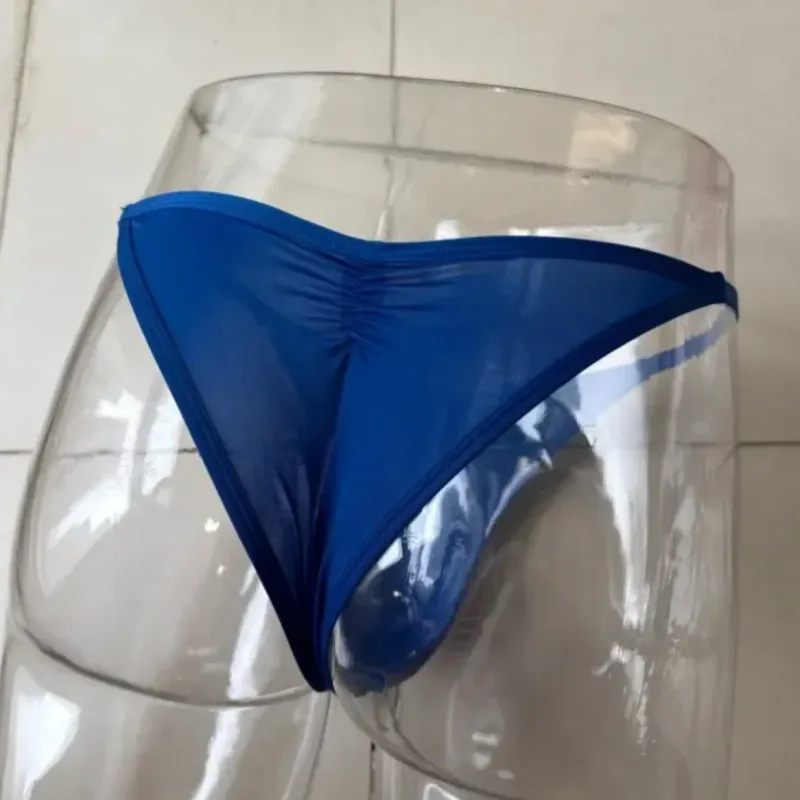 Cueca tanga de seda gelo masculina, tamanho americano, sexy, cintura baixa, fio dental, respirável, sem costura, costas em t, roupa íntima esportiva, tamanho grande — image 6