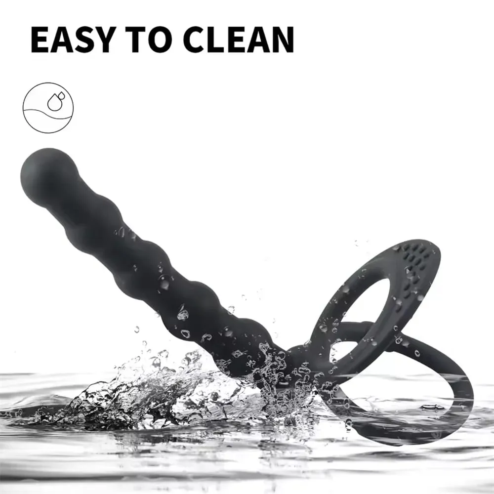 Silicone Double Cock Ring Anal Beads Butt Plug Dildo Clitoris Vagina Prostate Massager Sex Toys For Adult Women Couples Sex Shop
