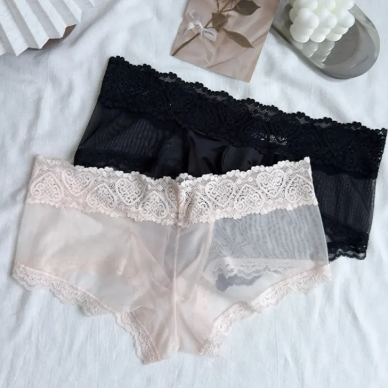 Panlalaking Ice Silk Lace Trim Manipis na Seamless Brief Makintab na 3D Pouch Magaan na Panloob na Panty Kumportable Araw-araw na Lingerie — image 5