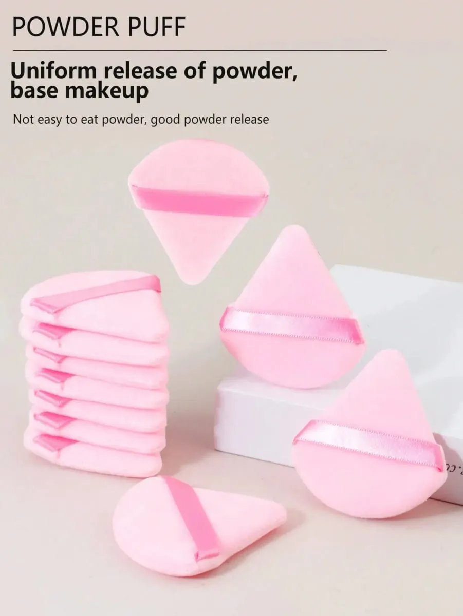 10 Pcs Triangle Velvet Powder Puff Pizza Flours Mini Face Makeup Sponge Cosmetics Washable Lightweight Makeup Tool — image 4