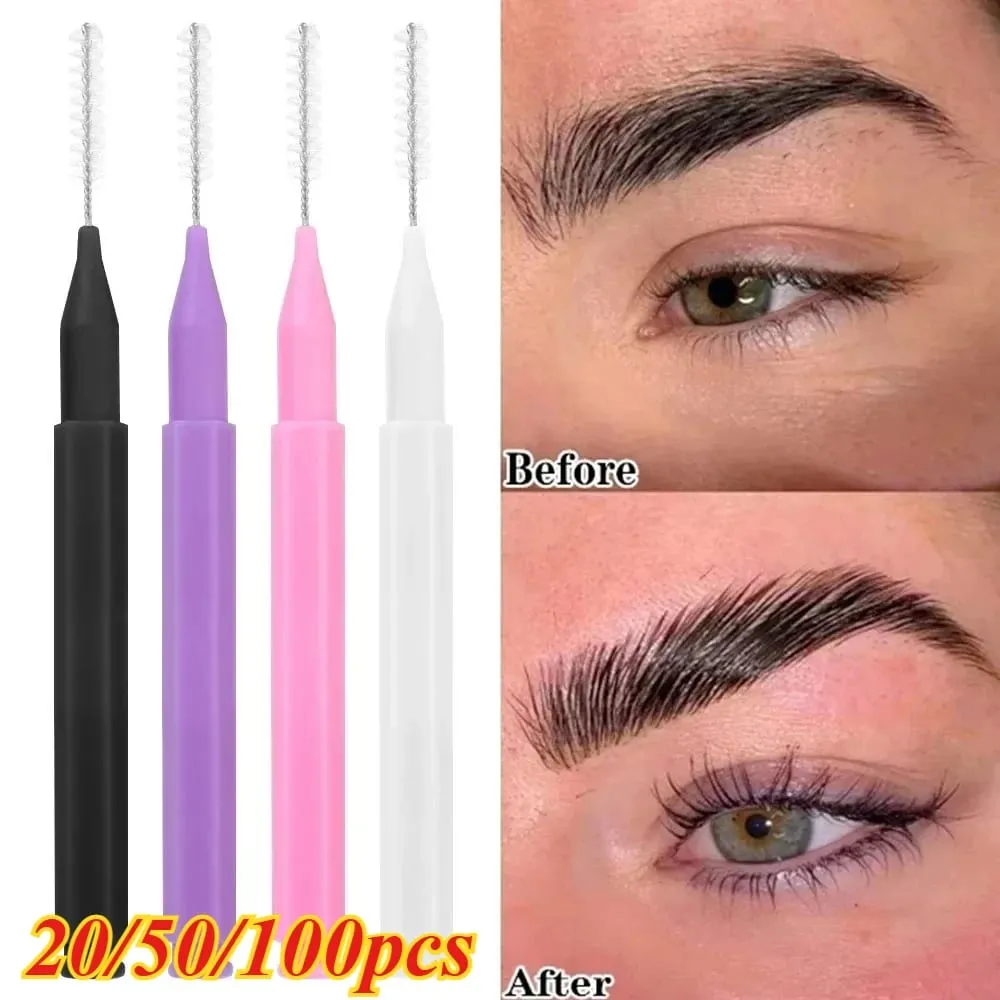 20/50PS Portable Mini Eyebrow Brushes Disposable Eyelash Brow Lifting Brush Applicators Lash Extension Comb Beauty Makeup Tools — image 1