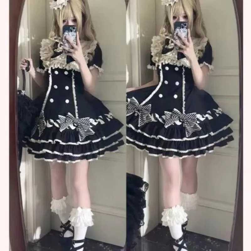 2025 Japanese Kawaii Sweet Lolita Princess Dress Women Pink Y2k Bow Lovely Slim Dresses Female Korea Style Design Chic Outfits — image 4
