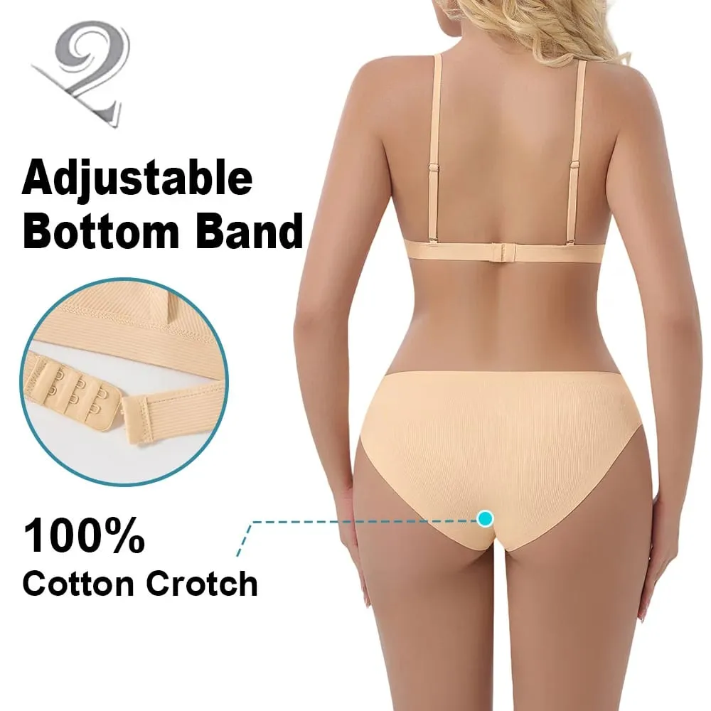 Women's Seamless Rimless Bra Ribbed Triangle Cup Underwear Briefs Set Underwear Women Set Sexy Lingerie — image 4
