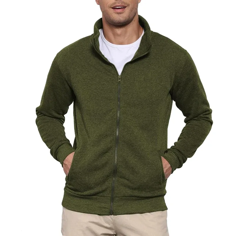 Autumn Men's Sweatshirts Jacket Man Without Hood Zip Coats Outdoor Sport Lightweight Long Sleeve Streetwear Slim Fit Cardigan — image 9