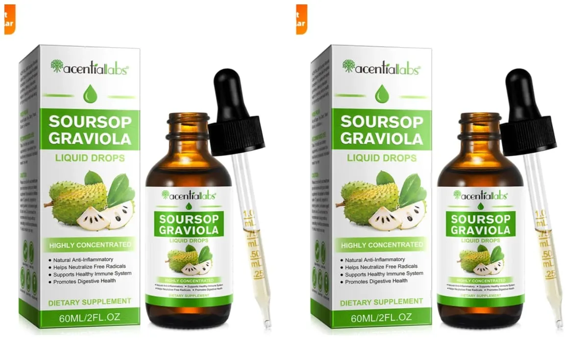 Acentiallabs venda quente 60ml graviola líquido amargo gotas suplementos dietéticos 100% puro orgânico graviola extrato para adlut — image 8