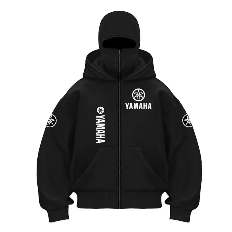 Хлопковая велосипедная маска с логотипом yamaha, толстовка на молнии для мужчин и женщин, осень и зима, новый стиль, модная повседневная велосипедная куртка в стиле ретро — image 1