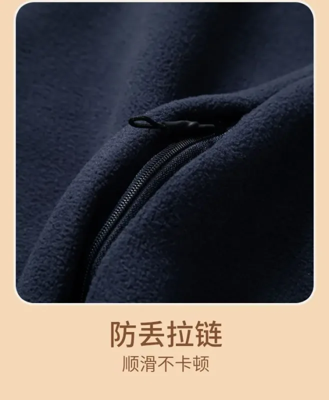 Men Double-sided Polar Fleece Hoodie Cardigan Solid Full Zip Warm Letter Print Casual Coats Thicken Sport Classic Sweatshirts — image 16