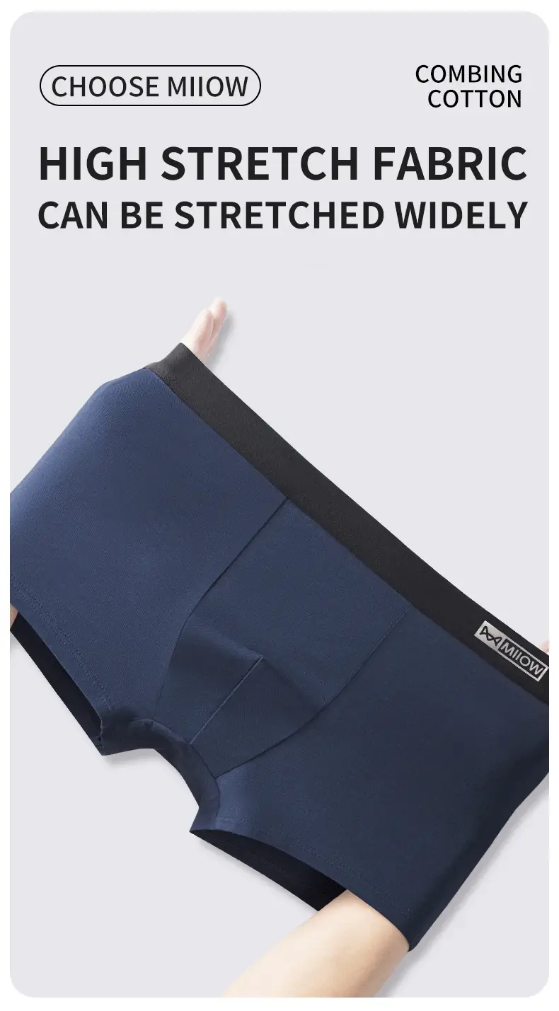 Miiow 3 pçs algodão roupa interior masculina antibacteriana virilha calcinha masculina respirável homem cuecas sólidas confortáveis cuecas boxer — image 9