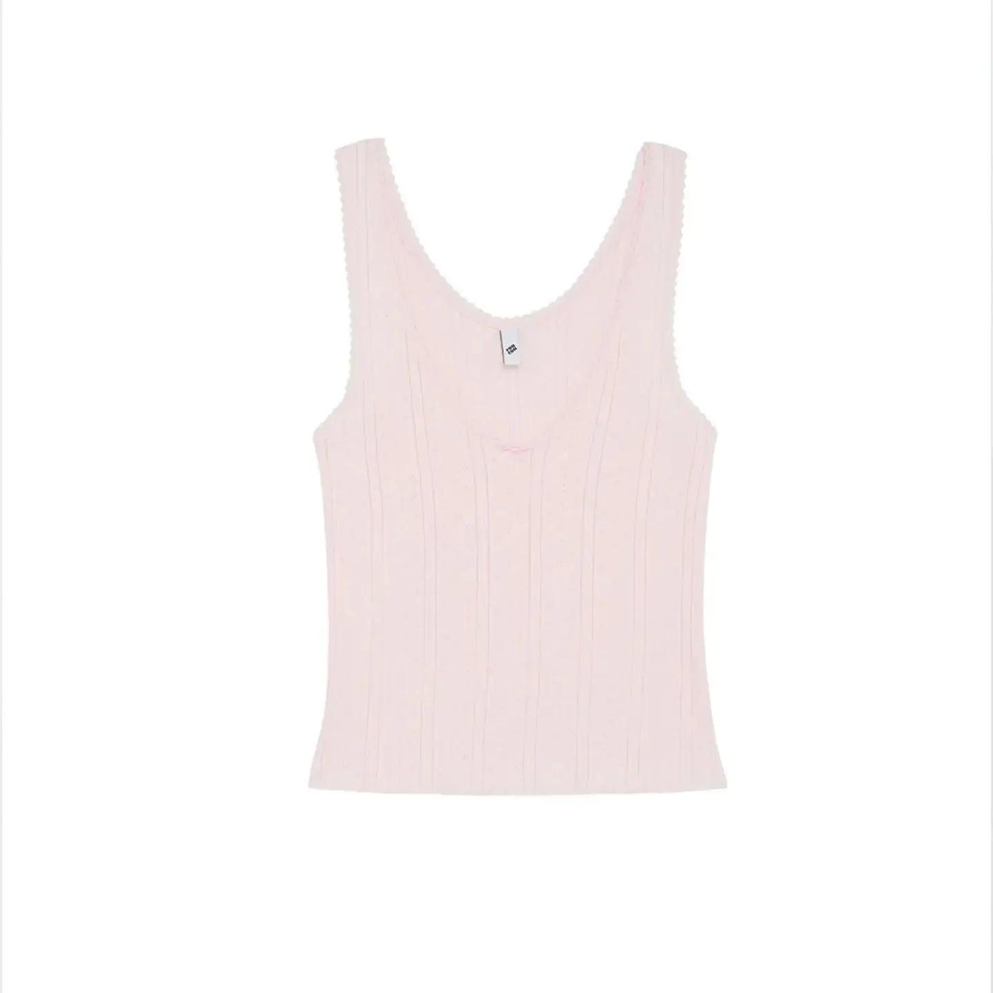 COU Pink and White Lace Trim V-Neck Backless Top Custom Dyed Pure Cotton Jacquard Comfort Fabric — image 10