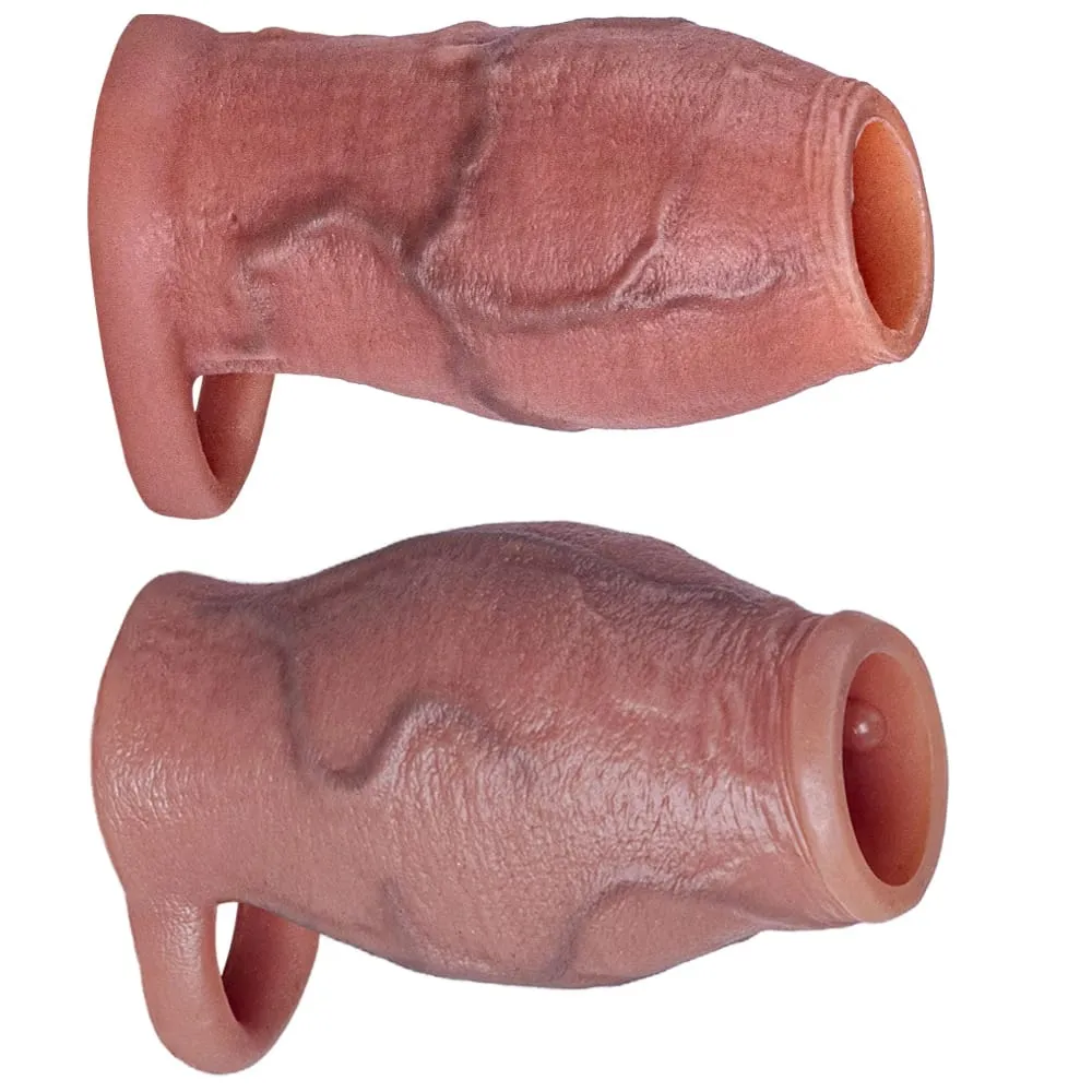 Enlarged and Thicken Cock Sleeve Lock Sperm Penis Ring Adult Men Sex Toy Soft Silicone Dick Sleeve Enlargement Male 18+ Sexy Toy — image 1