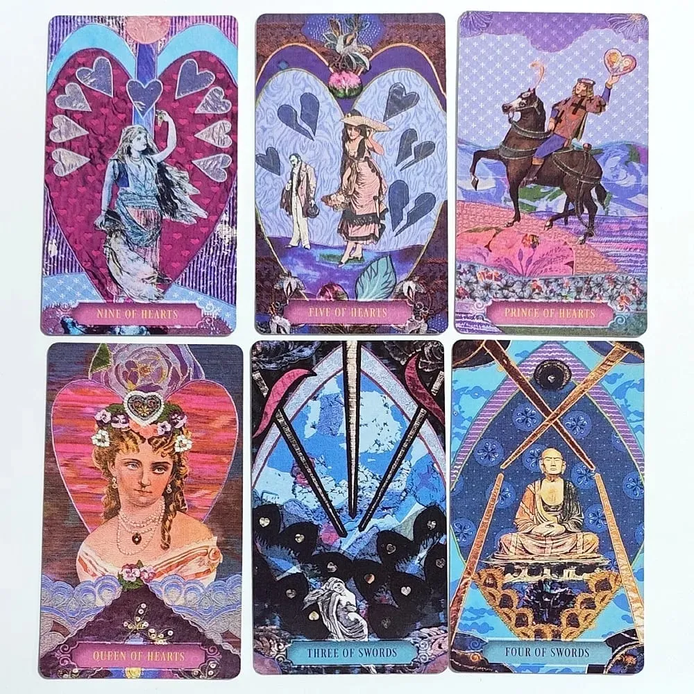 Double-embossed The Zerner-Farber Tarot Deck 10.5*6cm 78 Pcs Collage Art Tarot Cards Spiritual Divination Tool in Rigid Box — image 5