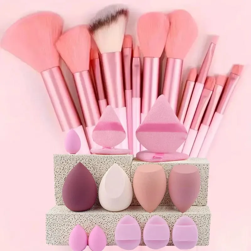 10pcs Pink Makeup Brush Set for Beginners Mini Portable Foundation Eyeshadow Brushes with Crystal Handle Includes Brush Pouch — image 21