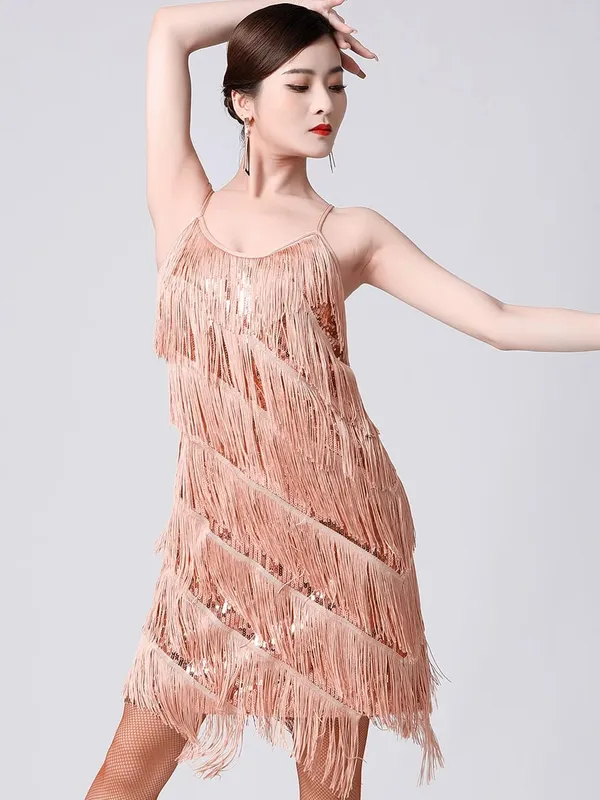 Dam 1920-tal Vintage Great Gatsby Party Paljettklänning Sexig V-ringad Sommar Cami Klänning Guld fransklänning Vestidos Flapper Kostymer — image 16