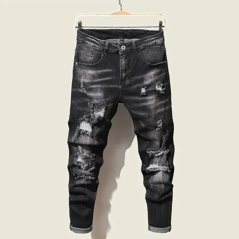 Fashion Men's Jeans Pants Stretch Blue Skinny Jeans For Men Casual Slim Fit Denim Pants Korean Style Male Trousers Jeans — image 4