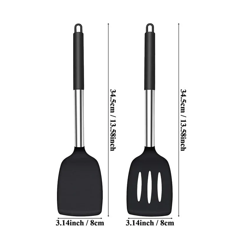 2Pcs Silicone Spatula Set Heat Resistant Nonstick Steak Spatula Kitchen Cooking Utensils Cookware Cooking Tool Set Spatula Kit — image 7