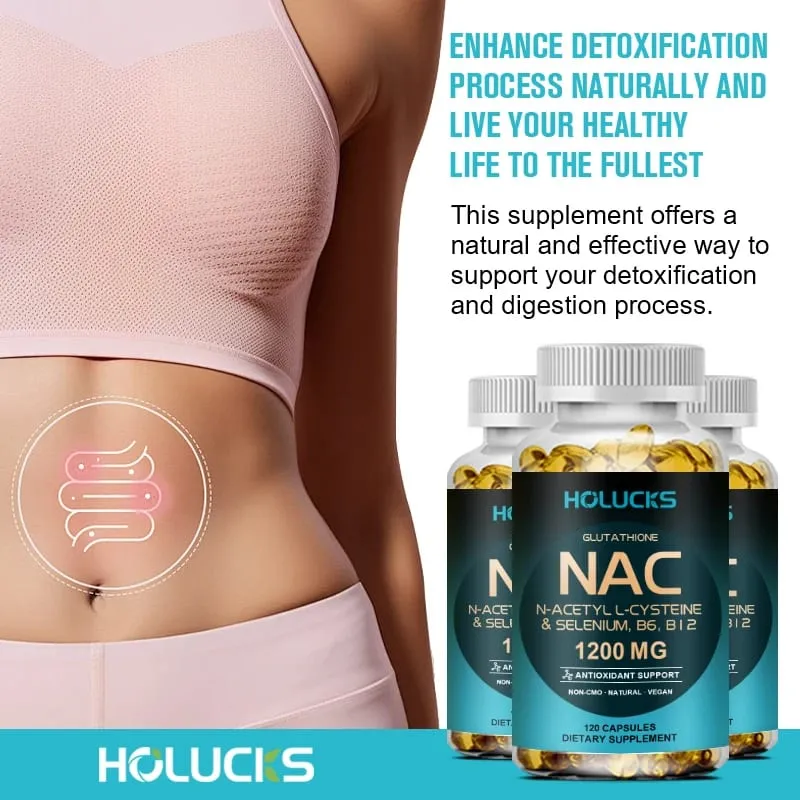 NAC-kapsler 1200mg - Støt hudsundhed Cellulær energi Antioxidant Detox Forbedrer immunitet Forbedrer fordøjelsen — image 6