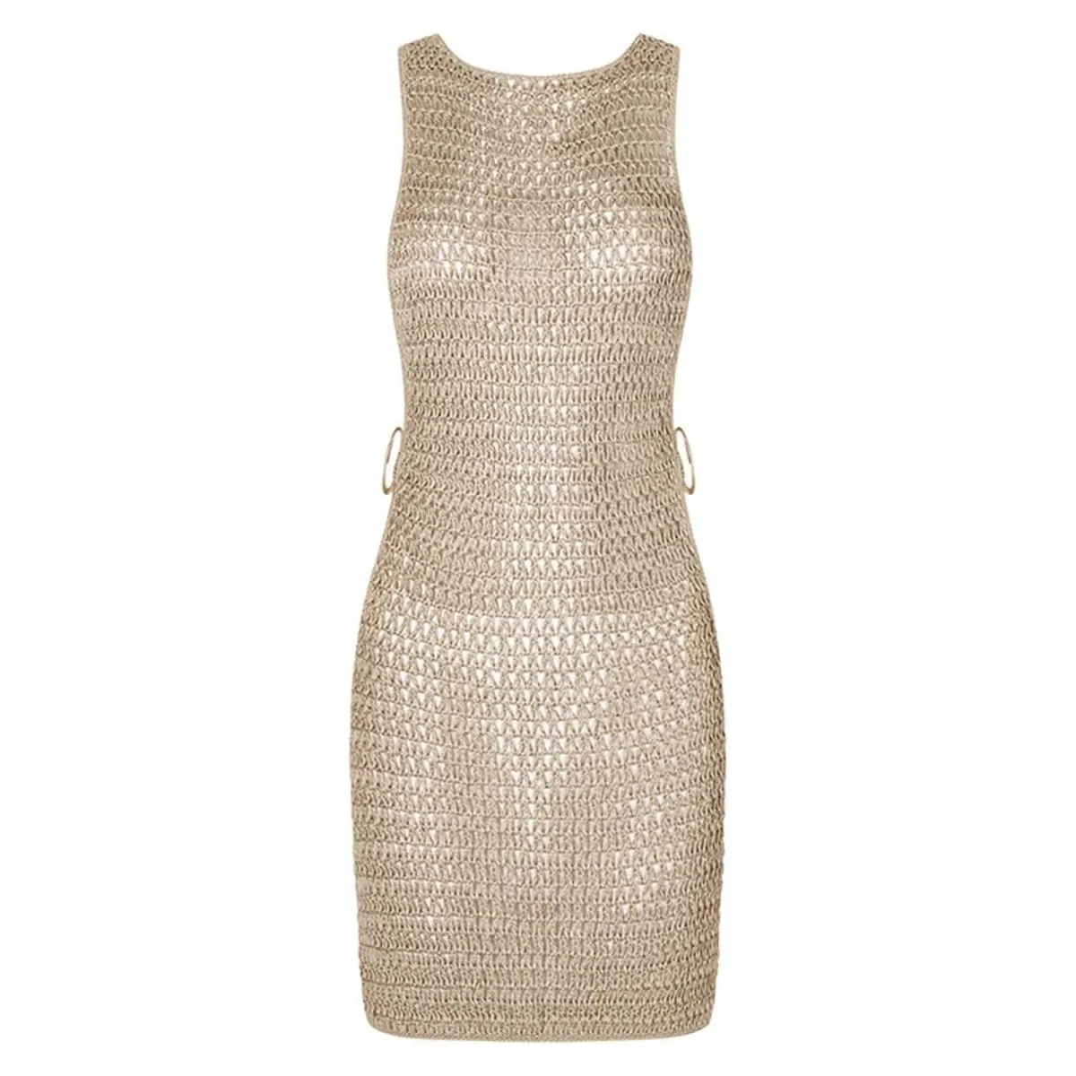 2025 sexy corte de crochê malha vestido de praia mulher verão sem costas túnica praia cover ups vestido curto beach wear feminino maiô — image 5