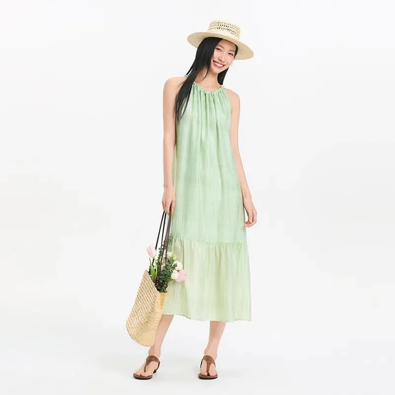 Semir 女性ドレスちょう結びテクスチャーホルターネック休暇 A ラインマキシ 2026 夏ロマンチックなフレッシュエレガントソフト快適なホリデートップ