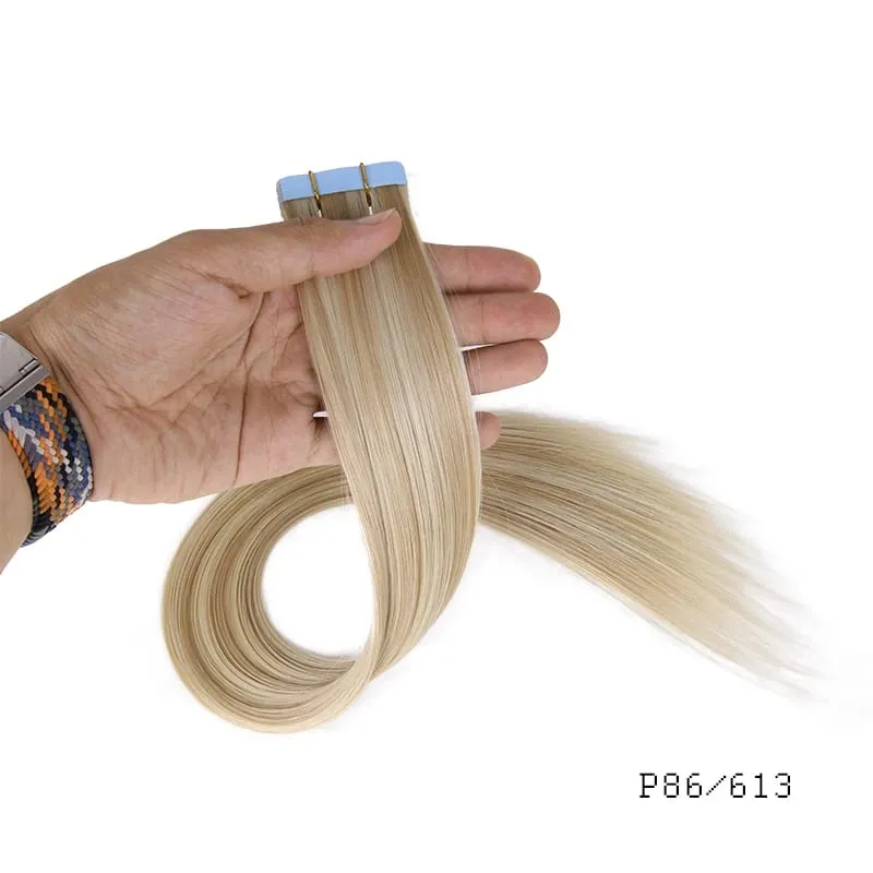 26Inch 10pcs Synthetic Tape In Straight Hair Extensions Seamless Invisible Adhesive Mixed Colord Tape In Hair Extensions For Eve — image 9