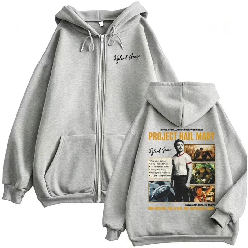 Project Hail Mary 2026 Movie Zip Up Hoodies Funny Ryland Grace Jacket Sweatshirts Coats Men Women Casual Fleece Zipper Pullovers — image 5