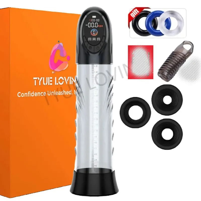 Elektrisk Penis Pump Ny LCD Penis Förstoring Förläng Pump Penis Trainer Sugande Manliga Masturbatorer Cup Dick Pump Sexleksaker för män