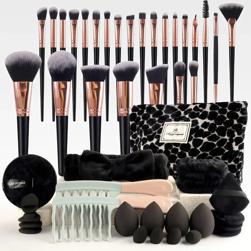 Professional Makeup Brushes Set with Sponges Kit for Foundation Eyeshadow Highlighter Blush Concealer Powder Cosmetic Tools — image 4