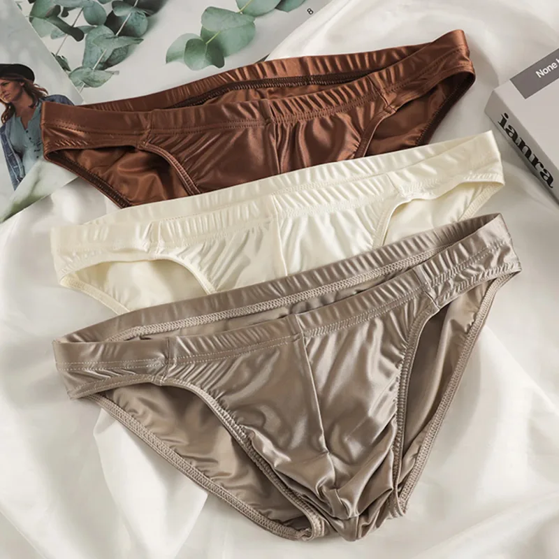 Luxury Satin-like Men Underwear Ice Silk Thin Smooth Briefs Sexy Breathable Underpants U Bulge Pouch Quick Drying Panties Cuecas — image 15
