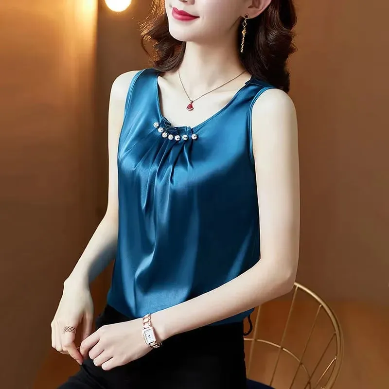 Ice Silk Women Summer Tanks Camis Vest Fashion Casual Sleeveless Ladies Street Tanks Tops Tees Hotsweet — image 3
