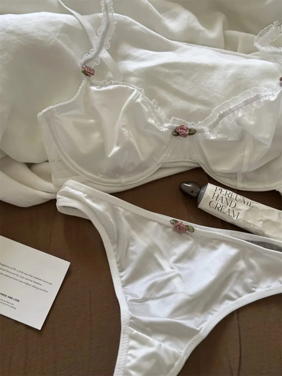 Palace-inspirerade vintage underkläder satinblommiga underkläder set med upplyftande push up kvinnor bh med kalsonger kostym dam stora s — image 4
