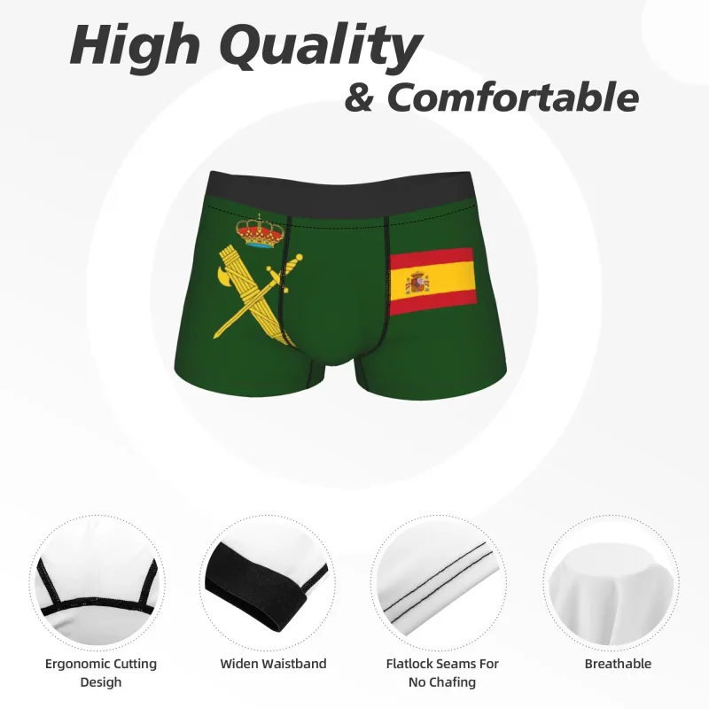 Flag of Spain Plus Emblem Civil Guard Men's Underwear Spanish Boxer Briefs Shorts Panties Funny Soft Underpants for Male S-XXL — image 5