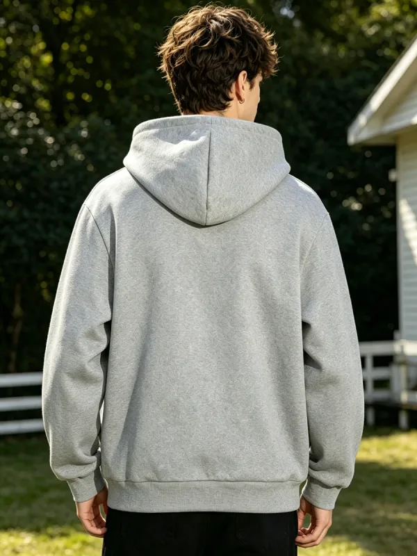 Men's Half Zip Hoodie With Personalized Spider Print Street Style Casual Sweatshirt Autumn And Winter Trendy Fitness Commute Top — image 7